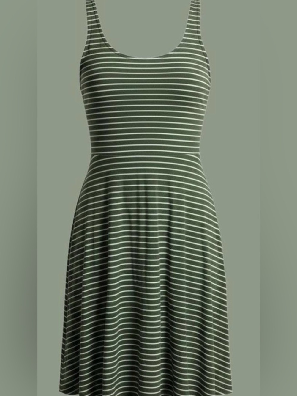 Old Navy Olive Green & White Striped Midi Dress